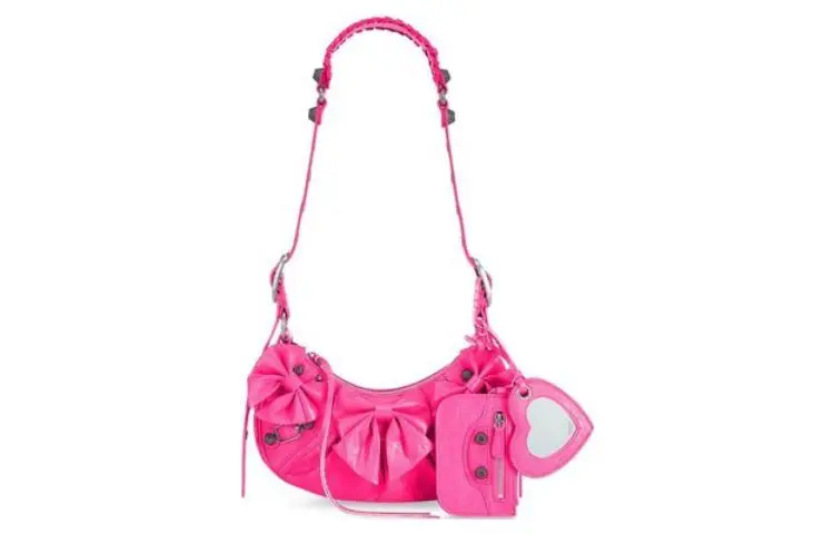 Balenciaga Le Cagole Sheepskin Crossbody Bag, Shoulder Bag Mini Women's Neon Pink