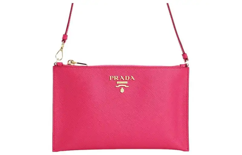 PRADA Leather Shoulder Bag, Pochette, Clutch, Shoulder Bag Women's Pink