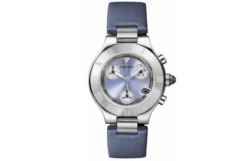 CARTIER 21 Quartz Movement 100m Waterproof Men's Watches Watch 36.4mm Blue Dial Stainless Steel Case