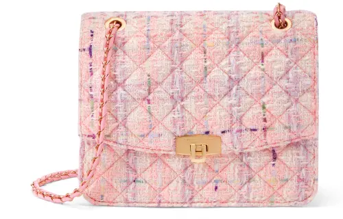 CHARLES&KEITH Polyurethane Fabric Shoulder Bag Medium Women's Black/White/Pink/Pink