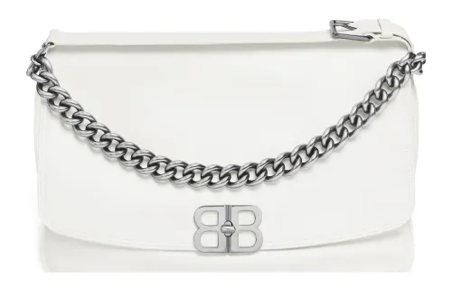 Balenciaga Cow Leather Flap Bag Handbag, Shoulder Bag Women's White