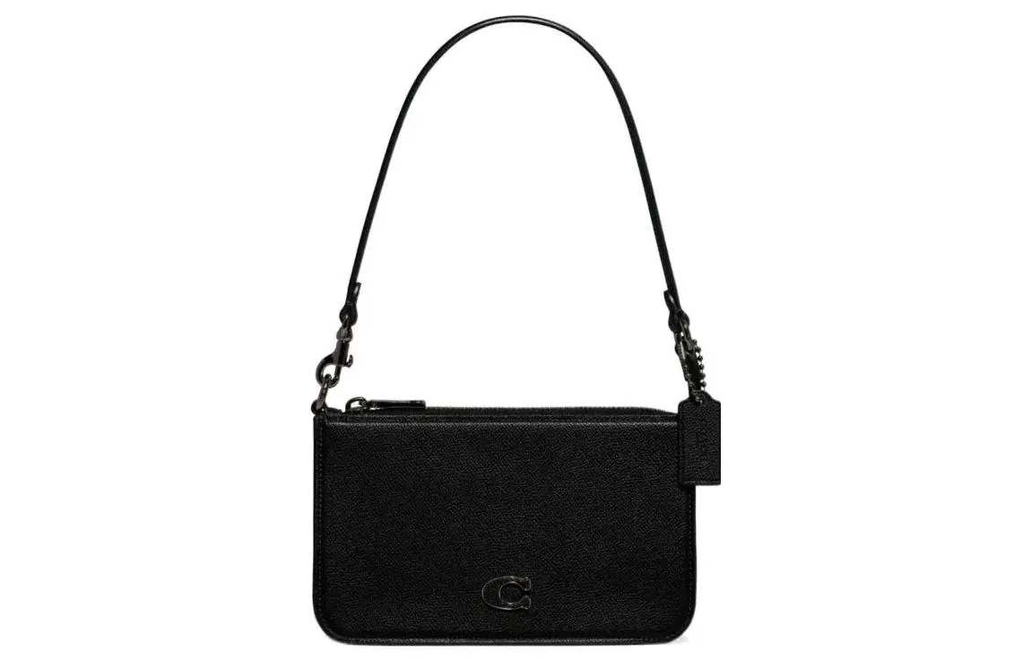 COACH Pouch Coated Canvas Clutch Handbag, Shoulder Bag Small Women's Black