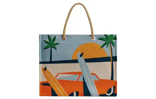 HERMES APRES LA VAGUE Cotton Tote Bag, Shopping Bag, Shoulder Bag, Handbag Women's Multicolor