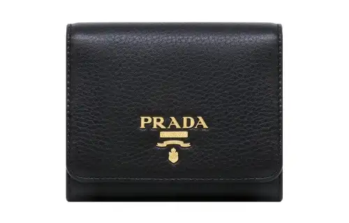 PRADA Cow Leather Coin Purse Wallet Regular Women's Black