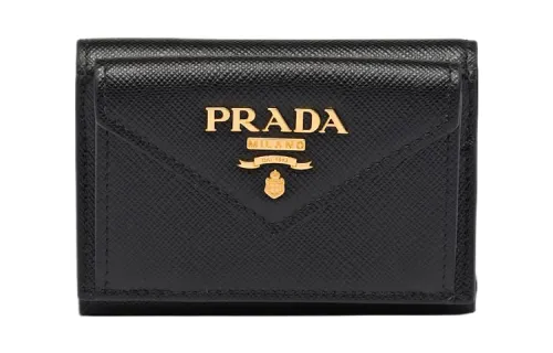 PRADA Saffiano Leather Wallet Small Women's Black