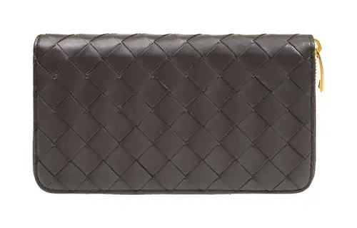Bottega Veneta Woven Cow Leather Clutch Wallet Women's Brown