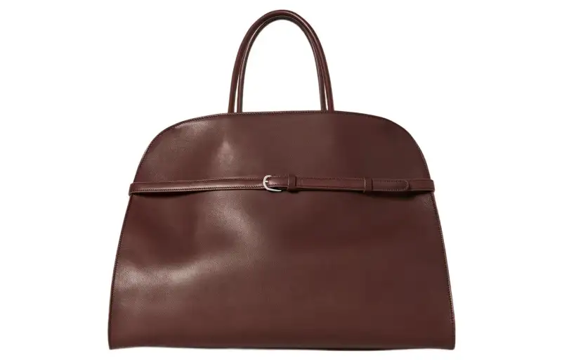 THE ROW Margau Polished Saddle Leather Tote Bag, Shopping Bag, Handbag Women's Brown