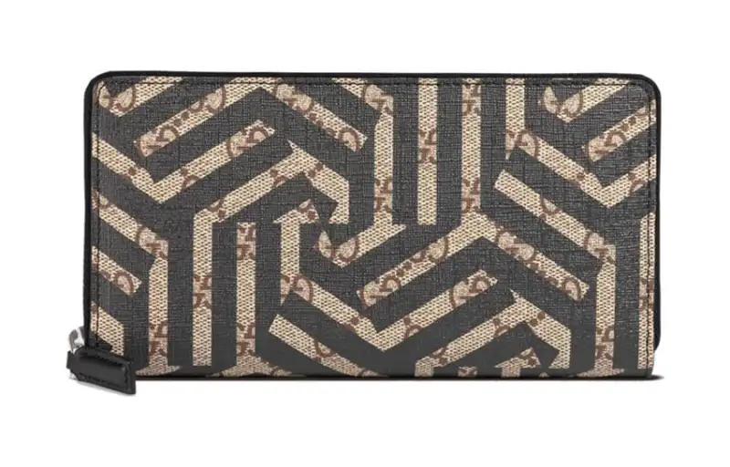 GUCCI PVC Long Wallet Regular Men's Black/Beige