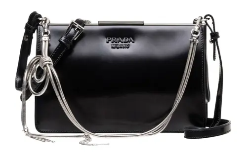 PRADA Leather Shoulder Bag, Crossbody Bag Regular Women's Black