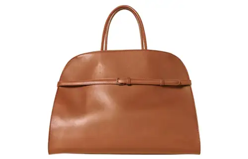 THE ROW Margau Shiny Saddle Leather Tote Bag, Shopping Bag, Handbag Women's Dark Brown