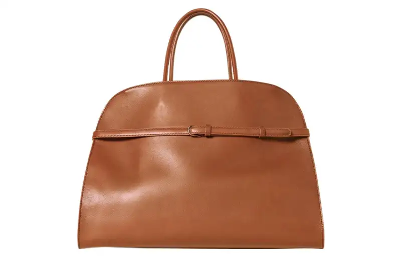 THE ROW Margau Shiny Saddle Leather Tote Bag, Shopping Bag, Handbag Women's Dark Brown