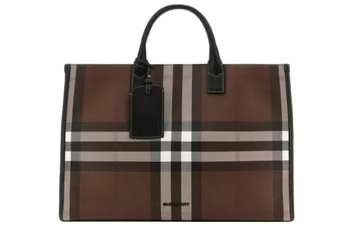 Burberry Polyurethane Tote Bag, Shopping Bag, Handbag, Shoulder Bag Men's Brown