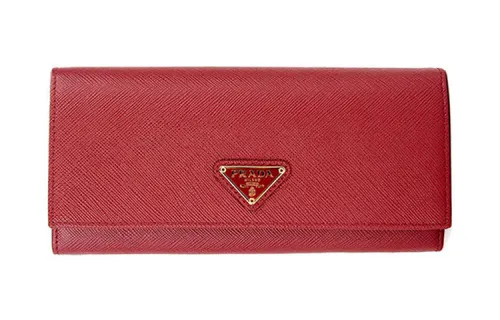 PRADA Cow Leather Wallet Women's Red