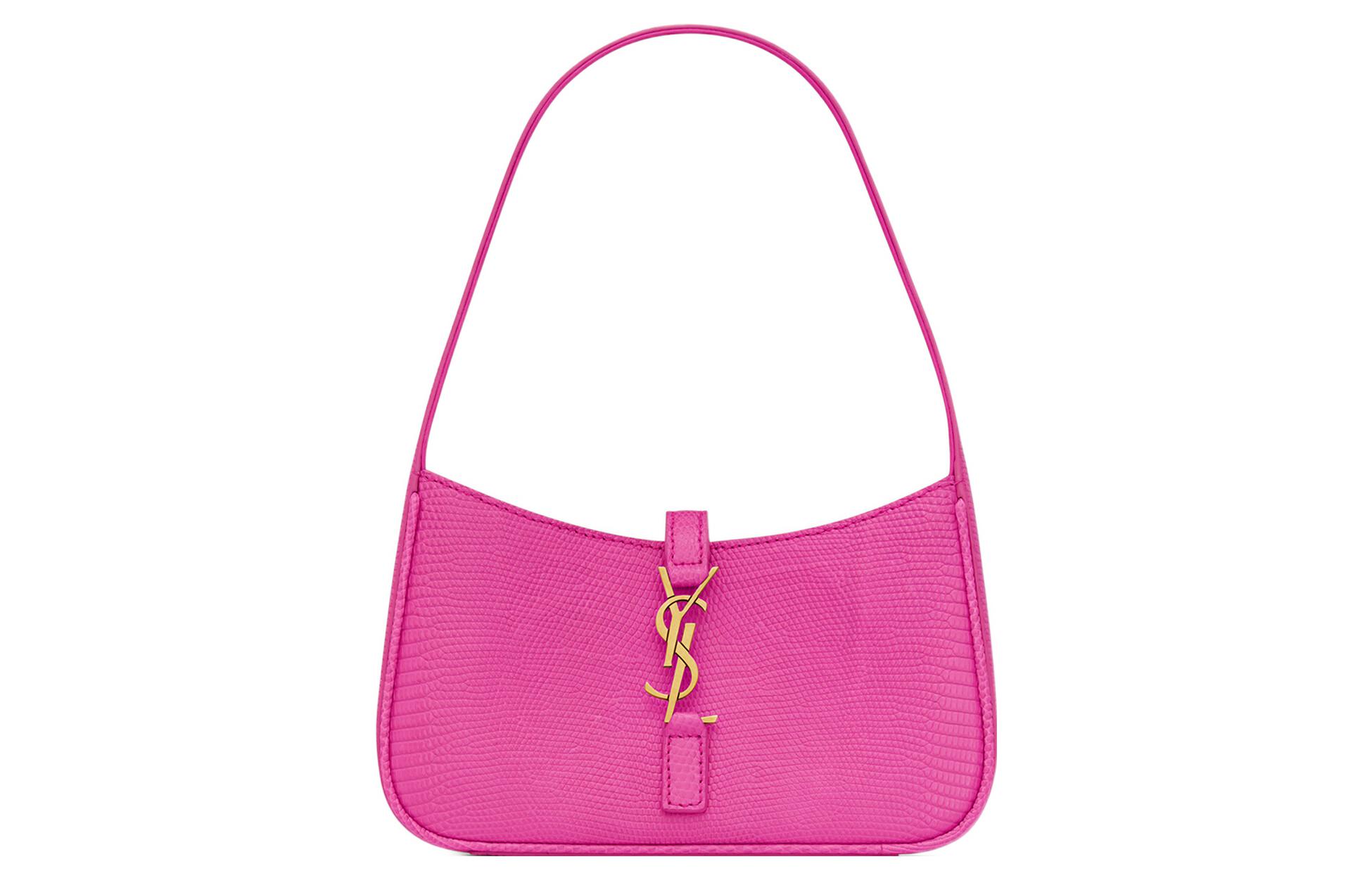 SAINT LAURENT LE5A7 Lizard Skin Hobo Bag, Shoulder Bag, Handbag Women's Sour Pink