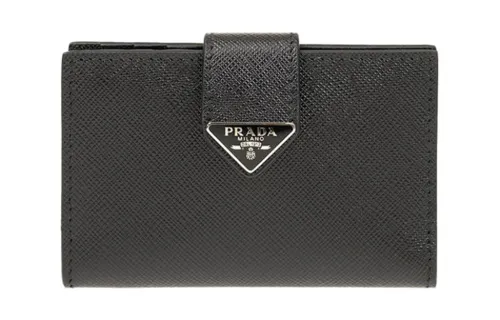 PRADA Short Calfskin Wallet Regular Women's Black