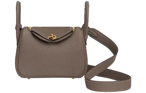 HERMES Lindy Taurillon Clemence Cow Leather Handbags 19 Women's 18 Etoupe Elephant Gray