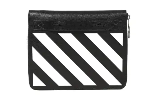 OFF WHITE Cow Leather Card Holder, Wallet Regular Unisex Black