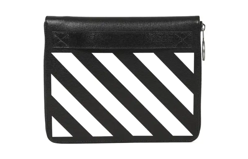 OFF WHITE Cow Leather Card Holder, Wallet Regular Unisex Black