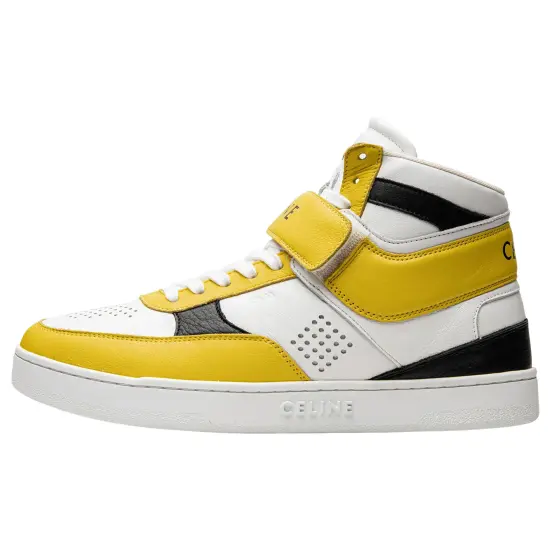 CELINE CT-03 Leather High-Top Sneakers Yellow White Black
