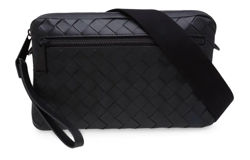 Bottega Veneta Leather Messenger Bag, Crossbody Bag, Shoulder Bag Men's Black