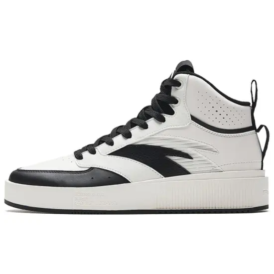 Anta Milk Lid 2 Anti-Slip Wear-Resistant Mid-Top Skateboard Shoes Women's White Black