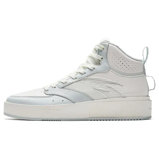 Anta Milk Lid 2 Anti Slip And Wear Resistant Lightweight Mid Top Skateboard Shoes Women's White Gray