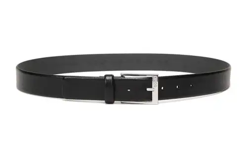 HUGO BOSS Cow Leather Belts Men's Black Width 3.5cm