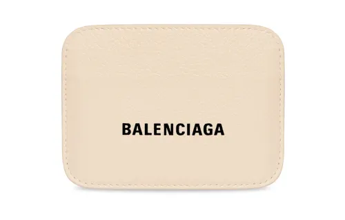 Balenciaga Cow Leather Card Holder Mini Women's Beige