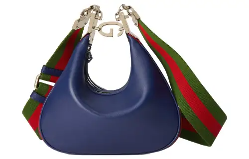 GUCCI Attache Leather Dumpling Bag, Portable Crossbody Bag, Shoulder Bag Small Women's Blue