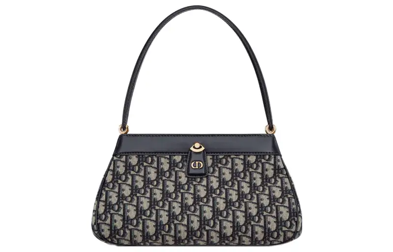 DIOR Key Gold tone Lock Smooth Cow Leather Shoulder Bag, Handbag Medium Women's Black