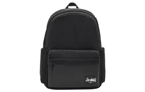 Li Ning Sports Life Collection Zip Closure Fabric Backpack Unisex Black