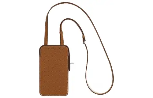 HERMES Hac A Bo Silver Tone Buckle Epsom Calfskin Cell Phone Pouch Women's 37Gold Gold