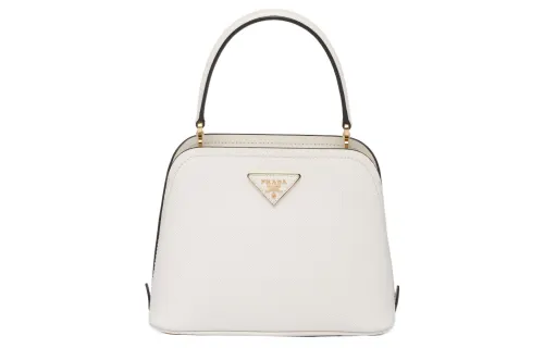 PRADA Saffiano Leather One Shoulder Handbag Women's White
