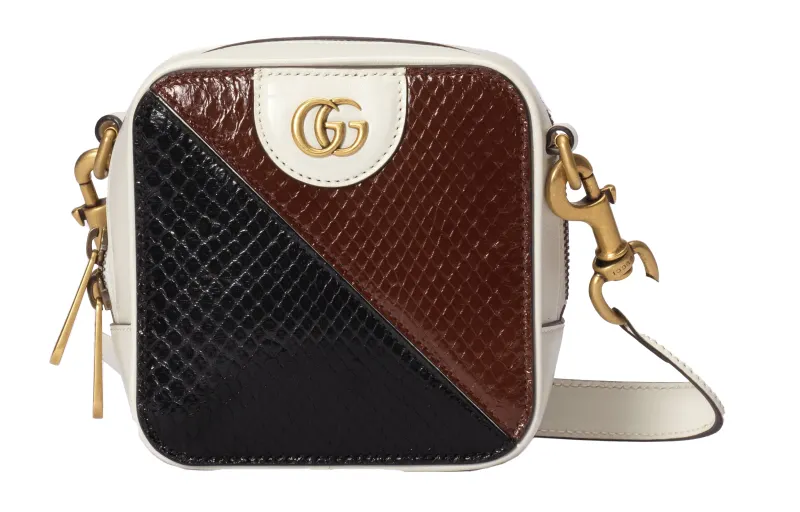 GUCCI Python Skin With Leather Trim Crossbody Bag, Shoulder Bag Men's