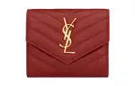 SAINT LAURENT Cassandre Sheepskin Wallet Women's Red
