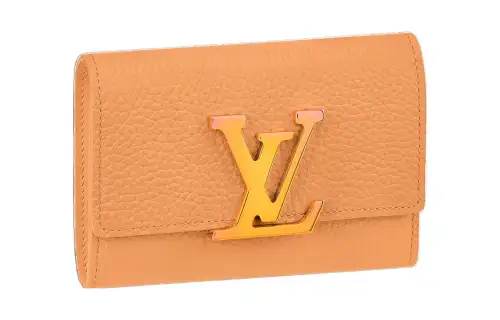 LOUIS VUITTON Capucines Taurillon Cow Leather Capson Wallet Women's Apricot Orange