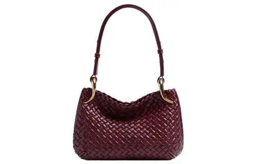 Bottega Veneta Lambskin Handbag, Shoulder Bag Women's Burgundy
