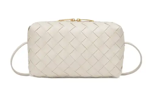 Bottega Veneta Lambskin Crossbody Bag, Shoulder Bag Women's White