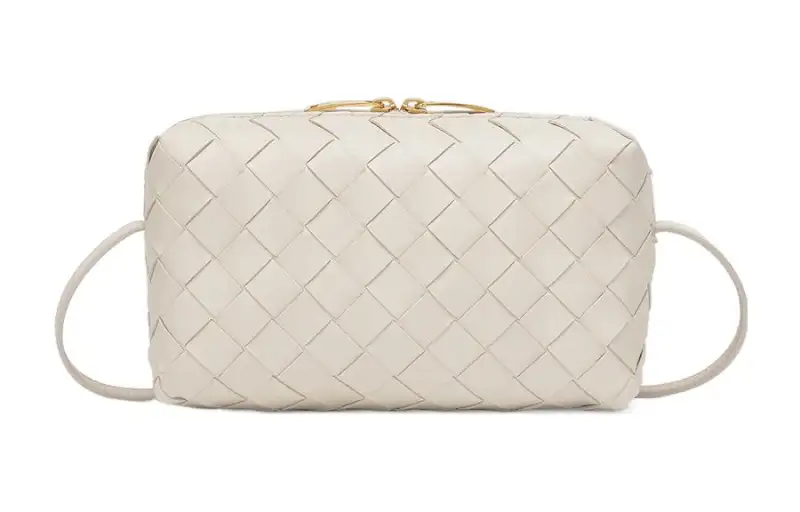 Bottega Veneta Lambskin Crossbody Bag, Shoulder Bag Women's White