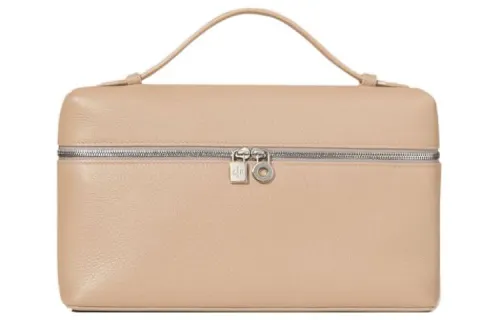 Loro Piana ExtraPocket Leather Makeup Bag Small Square Bag Handbag, Shoulder Bag Regular Women's Pink Sand
