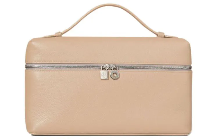 Loro Piana ExtraPocket Leather Makeup Bag Small Square Bag Handbag, Shoulder Bag Regular Women's Pink Sand