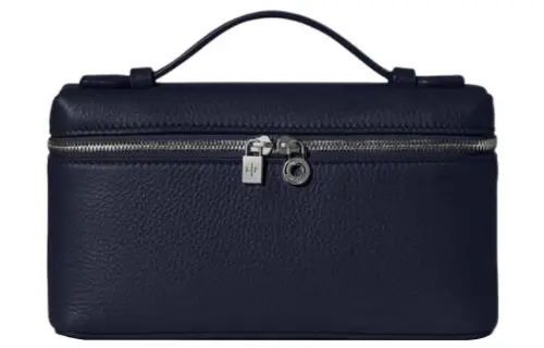 Loro Piana ExtraPocket Leather Makeup Bag Small Square Bag Handbag, Shoulder Bag Women's Midnight Blue
