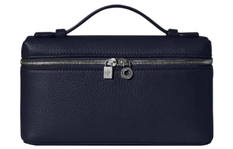 Loro Piana ExtraPocket Leather Makeup Bag Small Square Bag Handbag, Shoulder Bag Women's Midnight Blue