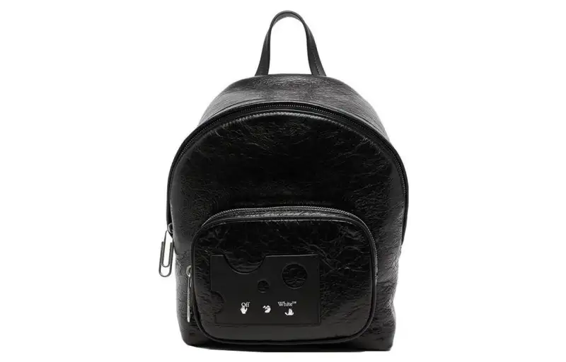 OFF WHITE Leather Backpack Regular Women's Black