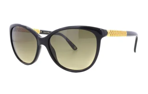 GUCCI Plate And Metal Cat Eye Sunglasses Unisex Black