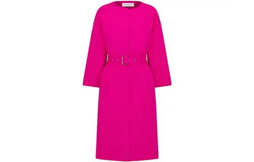 DIOR Coats Women's Rose Red Moderate Straight Fit