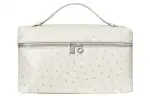 Loro Piana ExtraPocket Ostrich Leather Makeup Bag Small Square Bag Handbag, Shoulder Bag Regular Women's Soft White