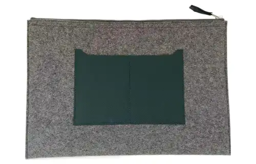 HERMES Toodoo Wool Felt, Epsom Calfskin Clutch Men's Gray & Indigo Blue