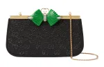 GUCCI Resin Crystal Fabric One Shoulder Crossbody Clutch Women's Black