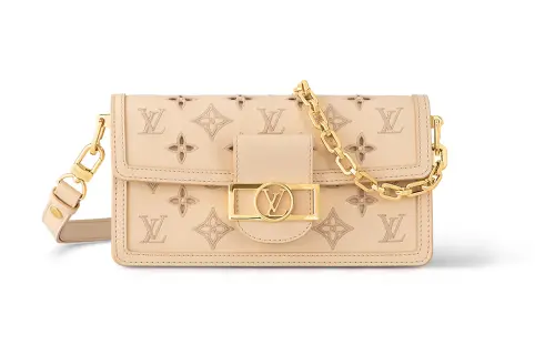 LOUIS VUITTON Dauphine Calfskin Crossbody Bag, Shoulder Bag Regular Women's Beige